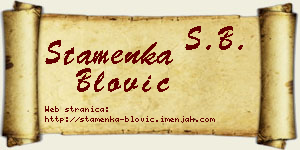 Stamenka Blović vizit kartica